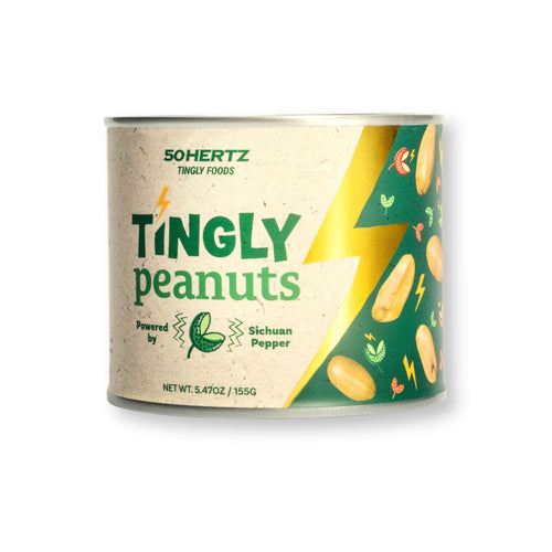 Tin of 50 Hertz Tingly peanuts with Sichuan pepper