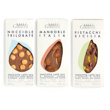 Trio of Giraudi milk chocolate bars with nuts