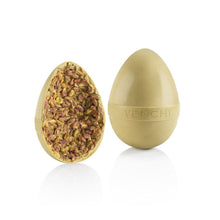 Interior of pistachio chocolate Easter egg