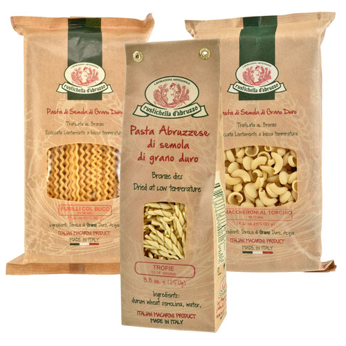 Fusilli col Buco, Trofie and Torchio pasta