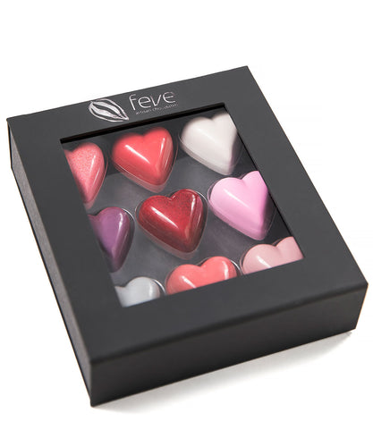 Feve 9-Piece Assorted Chocolate Heart Gift Box - Closed